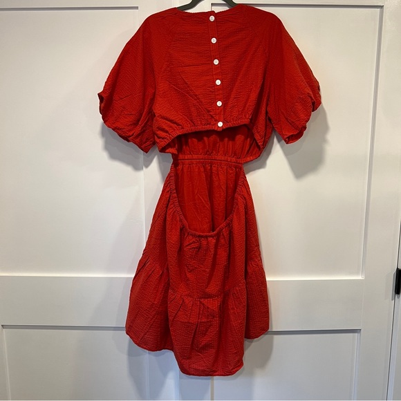 NWT Madewell Seersucker Puff-Sleeve Cutout Mini Dress Size XL - Picture 7 of 10
